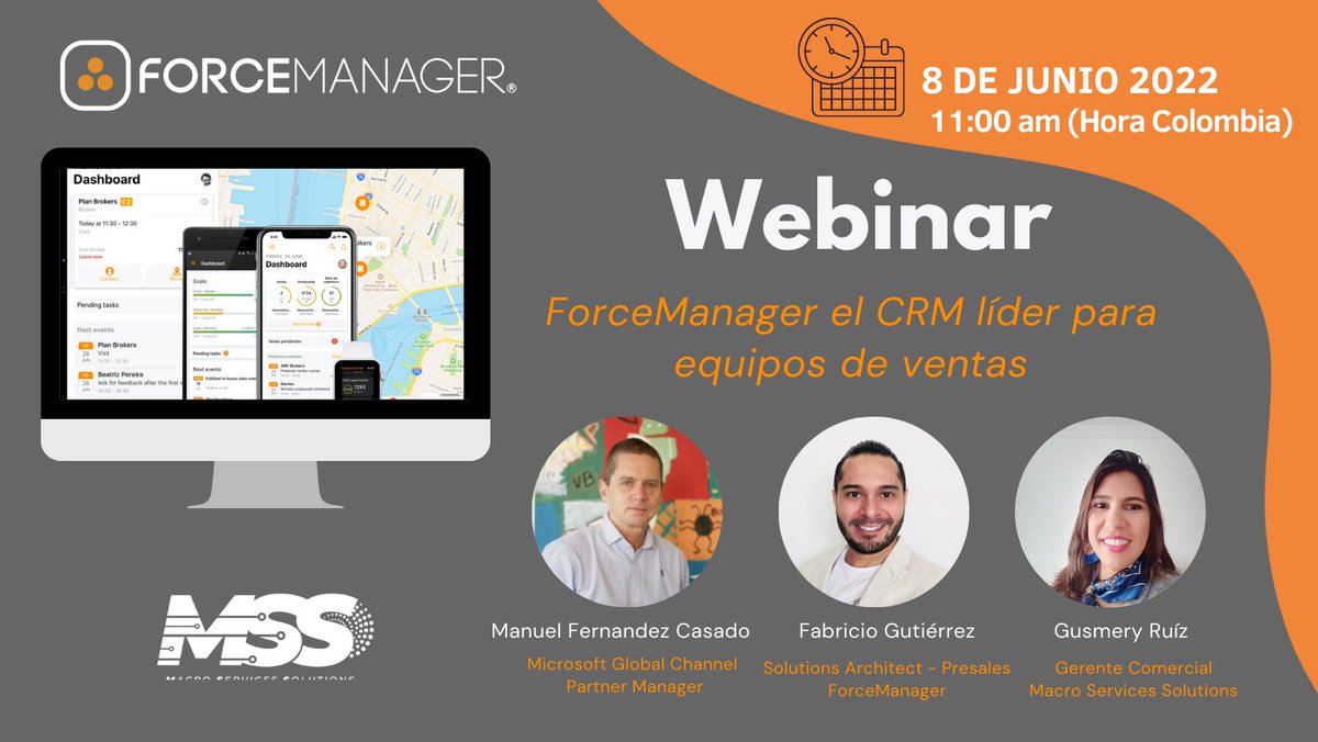 macroservicess's tweet photo. 💻Apunta el Link del Webinar - ForceManager  "El CRM líder para equipo comerciales" - https://t.co/HlrkZzbV6J https://t.co/AzPQxo6uLn