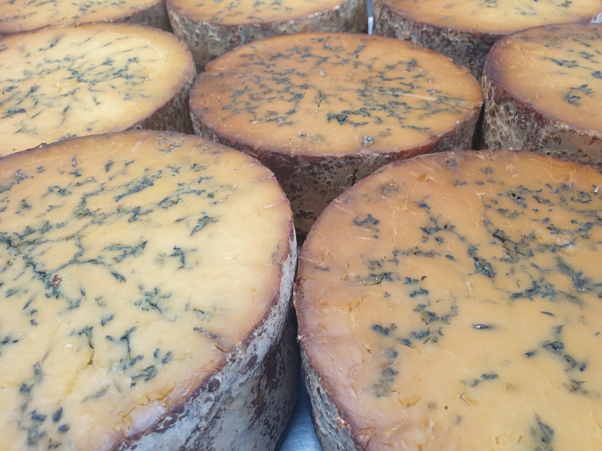The guest #cheesesmoking all done, packed away for collection tomorrow. They look and smell absolutely delicious. I so want to take a nibble! #Stilton #Brie