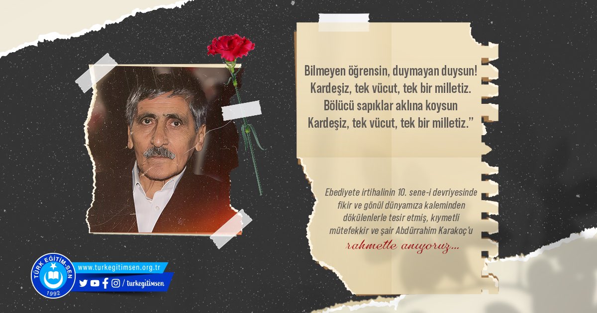 #AbdurrahimKarakoç 
Ruhu şad olsun.