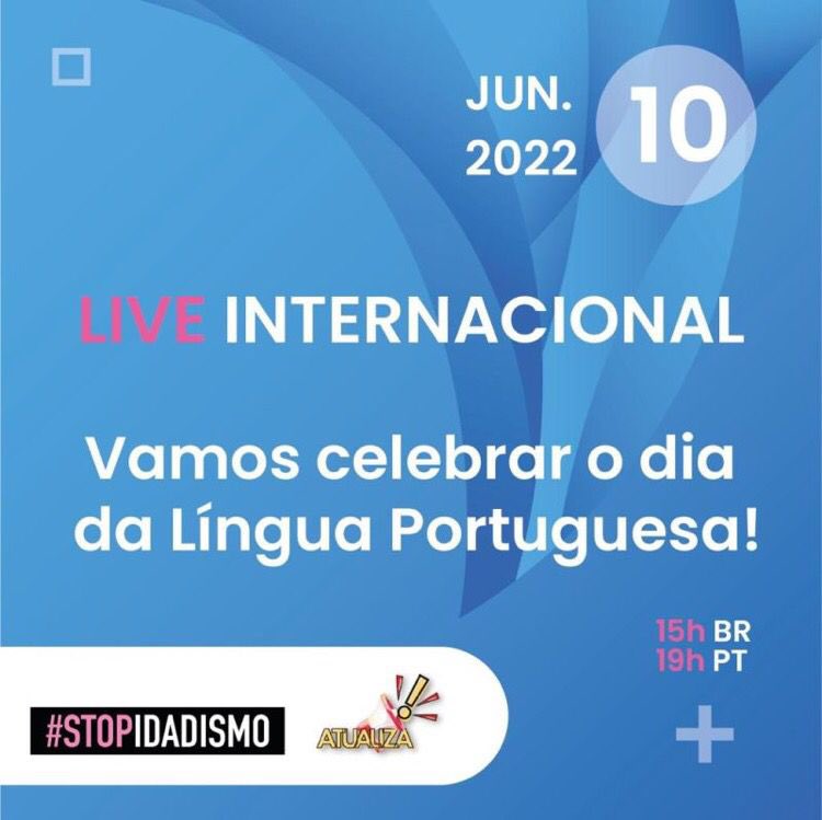 stopidadismo's tweet photo. 🇧🇷🇵🇹 Live Internacional “Vamos Celebrar o Dia da Língua Portuguesa” e a parceria estratégica na luta contra o #idadismo #etarismo dos Movimentos @Stop Idadismo e Actualiza.  Junte - se a nós, assista, envie os seus comentários e as suas reflexões:   🇵🇹 Stop Idadismo https://t.co/W7iPfCvYed