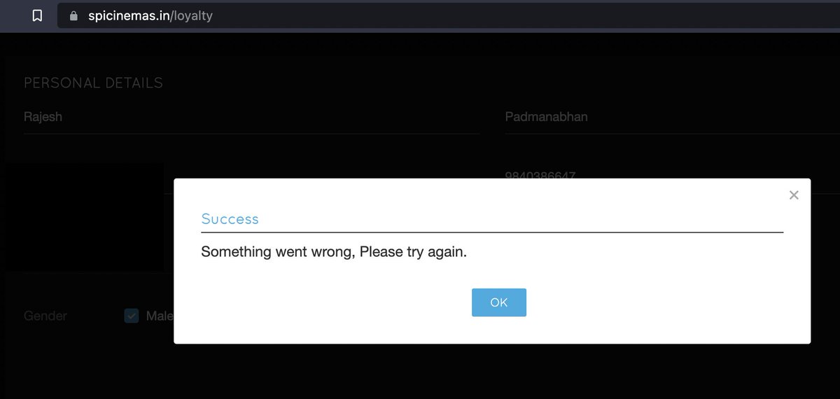 rajeshpadman's tweet image. Something went wrong can also be Success #spicinemas #uxcopy