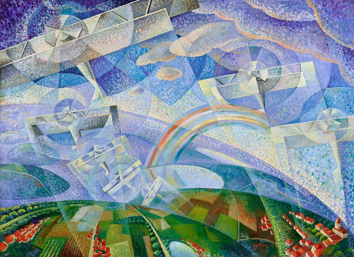 Gerardo Dottori (1884-1977) — Aircrafts and Rainbow  ,1928.