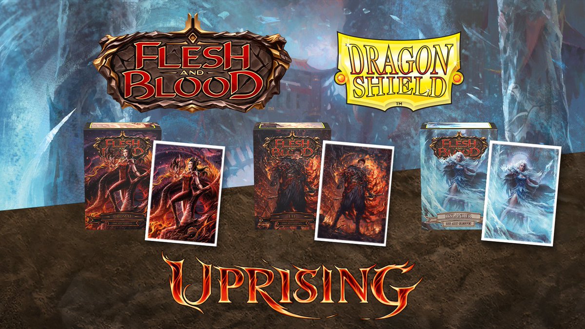 Our dragons are beyond excited for Flesh and Blood Uprising! So they are forging Dromai, Fai and Iyslander Matte Art Sleeves.
In stores July 1. Which one are you most excited for?

Giveaway: 1 box of each! Retweet to enter.

Follow/enable messages so we can contact you if you win