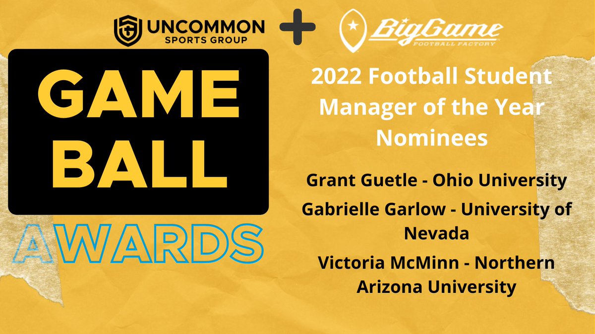 Just a few days left to vote for 2022 Football Student Manager of the Year! While the Twitter vote is complete you can still vote by going to cleanout.org/gameballawards

Voting ends June 10th at 5pm CST! #AEMAconvention22 <a href="/BigGameUSA/">Big Game USA</a>
