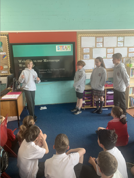 Carolside_PS's tweet image. Yesterday and today, the P7 Young STEM Leaders (YSLs) delivered microscope workshops to the P4 classes. Everyone was very busy and learned a lot! #CPSSTEAM #ERCSTEM