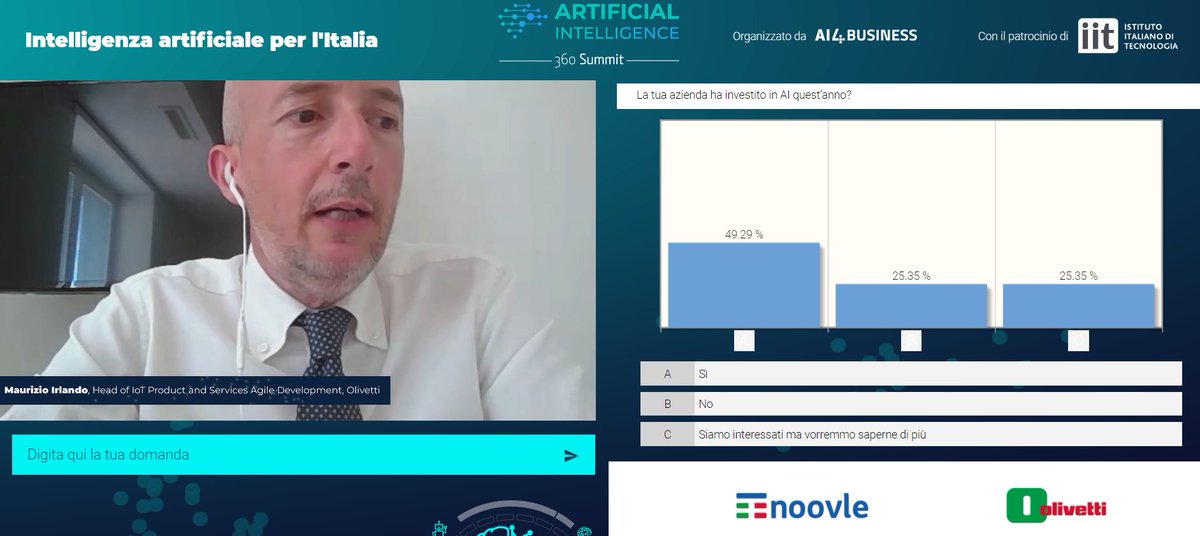 Con #MaurizioIrlando @OlivettiOnline analizziamo alcuni esempi pratici dell’#AI nel comparto aziendale #Olivetti #DesignMeetsTechnology #AI360summit