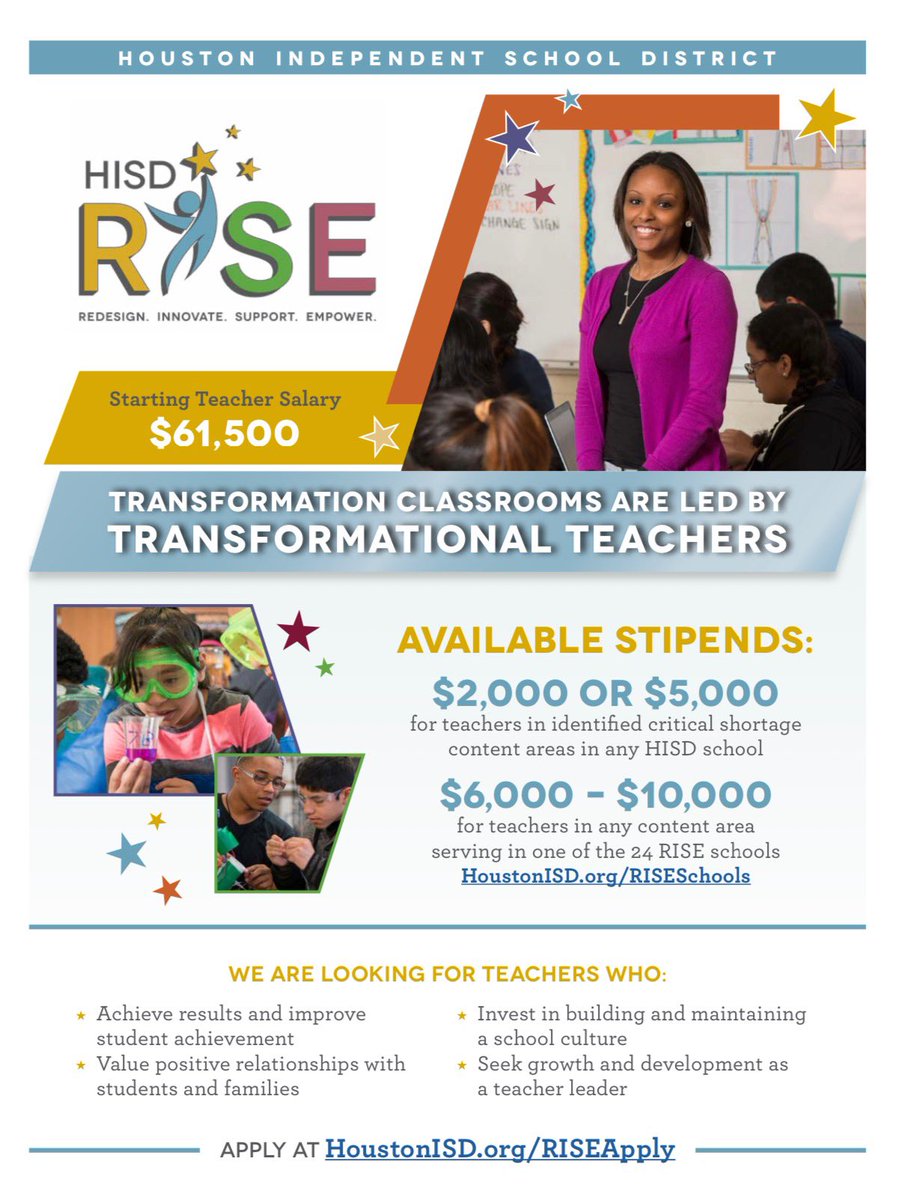 READY2RISE (@hisdready2rise) on Twitter photo Are you #READY2RISE? Have you already applied to join an <a href="/HoustonISD/">Houston ISD</a> RISE Campus? We are interviewing dynamic people ready to transform the lives of scholars! APPLY AT HoustonISD.org/RISEApply <a href="/WeLoveWheatley/">Phillis Wheatley High School</a> <a href="/HighlandHtsES/">Highland Heights ES</a> <a href="/PatrickHenryMS/">Patrick Henry MS</a> @MLAnnaWhite <a href="/KhalilahRhone/">Khalilah Campbell -Rhone</a> Are you #READY2RISE? Have you already applied to join an <a href="/HoustonISD/">Houston ISD</a> RISE Campus? We are interviewing dynamic people ready to transform the lives of scholars! APPLY AT HoustonISD.org/RISEApply <a href="/WeLoveWheatley/">Phillis Wheatley High School</a> <a href="/HighlandHtsES/">Highland Heights ES</a> <a href="/PatrickHenryMS/">Patrick Henry MS</a> @MLAnnaWhite <a href="/KhalilahRhone/">Khalilah Campbell -Rhone</a>