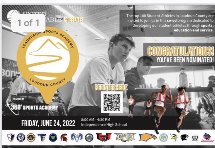 Check out this great summer leadership opportunity: Leadership Sports Academy on 6/24 at Independence HS. 
Here is a video with more information:
bit.ly/LeadershipSpor… Use this link to register- nam04.safelinks.protection.outlook.com/?url=https%3A%…