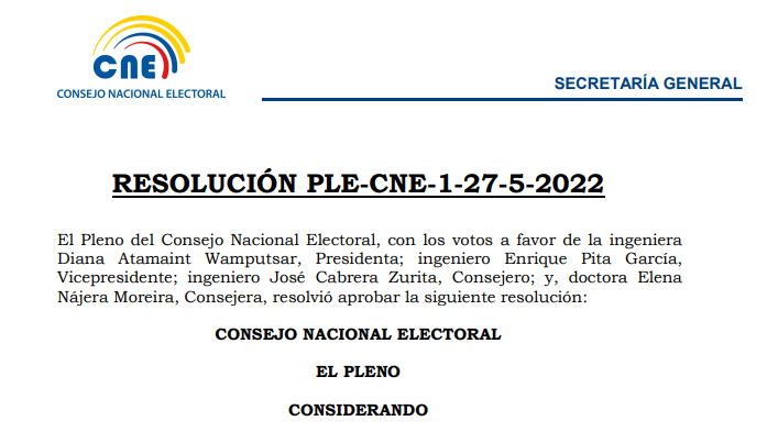 analitixec's tweet photo. Estamos autorizados a realizar Pronósticos Electorales en las #Elecciones2023Ec 🇪🇨, según Res. PLE-CNE-1-27-5-2022 del @cnegobec del 27-05-2022. 

Gracias @DianaAtamaint y al personal del @cnegobec por la diligencia, profesionalismo y excelente atención a nuestra solicitud 💪👏 https://t.co/11DColKpjj