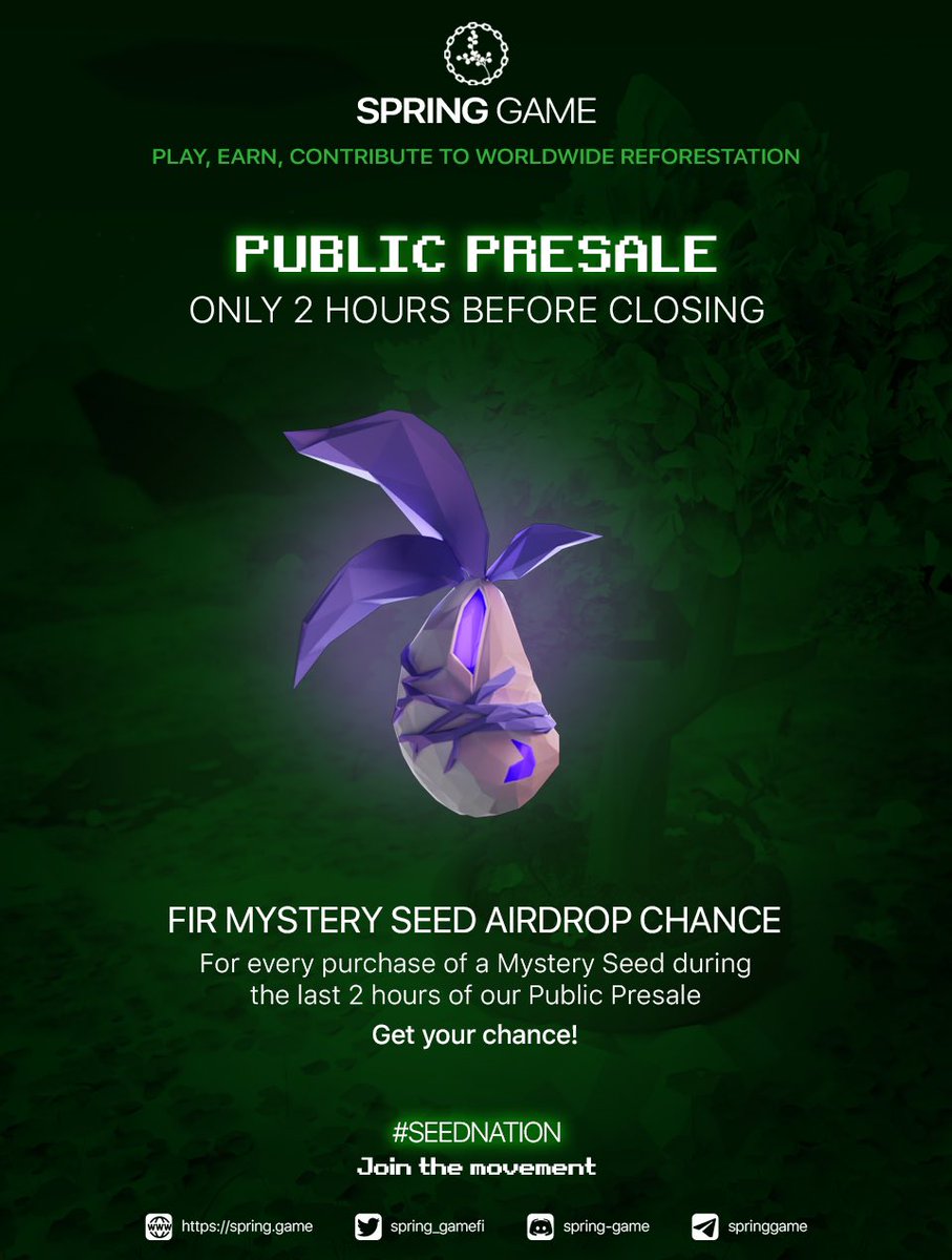 BaldNotBroke's tweet photo. N'oubliez pas que la prévente publique @spring_gamefi se termine ce soir 🌿 🦍

 10 % de réduction par rapport au prix de lancement + un AirDrop de prévu 

 + de 140 000 $ récolté pour l’instant lors de la presale 🔥 

J’offre 100$ pour fêter la fin de la presale RT+LIKE 💰 https://t.co/8mqCrjfa02
