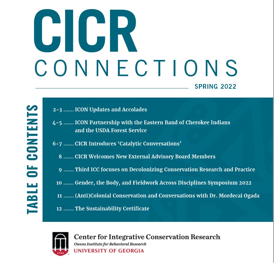 UGA Center for Integrative Conservation Research (@ugacicr) on Twitter photo Check it out!✅🙌 The Center for Integrative #Conservation (CICR) 2022 #Newsletter is now available at 👉cicr.uga.edu/cicr-2022-news…
If you follow the link, you can learn more about the amazing work of our faculty & students <a href="/UGACICR/">UGA Center for Integrative Conservation Research</a> & <a href="/UGAICON/">Integrative Conservation PhD Program</a> <a href="/universityofga/">UGA</a> 💯 Check it out!✅🙌 The Center for Integrative #Conservation (CICR) 2022 #Newsletter is now available at 👉cicr.uga.edu/cicr-2022-news…
If you follow the link, you can learn more about the amazing work of our faculty & students <a href="/UGACICR/">UGA Center for Integrative Conservation Research</a> & <a href="/UGAICON/">Integrative Conservation PhD Program</a> <a href="/universityofga/">UGA</a> 💯