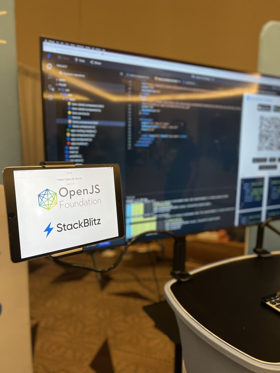 NativeScript's tweet image. 📽 Demonstrated live at #OpenJSWorld22 and coming this summer.

@stackblitz + @NativeScript enabled with Preview 2.0 🔥 

Community collab from @ValorSoft + @teamnstudio + amazing team at #stackblitz  👏 

Request private beta: nativescript.org/preview-privat…
