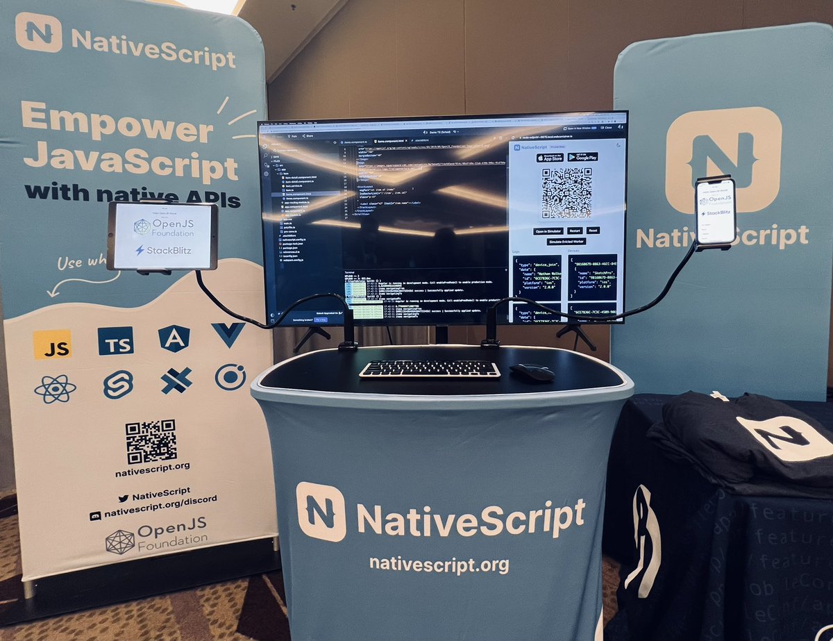 NativeScript's tweet image. 📽 Demonstrated live at #OpenJSWorld22 and coming this summer.

@stackblitz + @NativeScript enabled with Preview 2.0 🔥 

Community collab from @ValorSoft + @teamnstudio + amazing team at #stackblitz  👏 

Request private beta: nativescript.org/preview-privat…