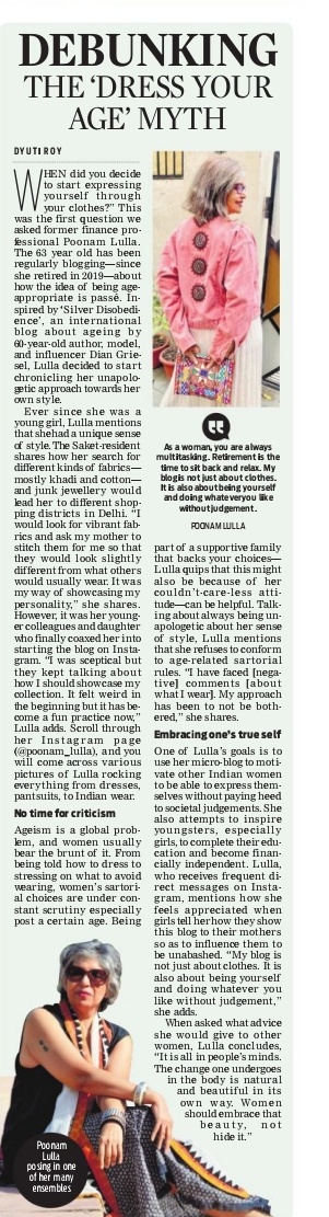 Former finance professional, Poonam Lulla from Saket is debunking the myth of 'dress your age' through her micro blog on Instragram. Read the full story: shorturl.at/coJN9

✍️: <a href="/at_dyuti_roy/">Dyuti Roy</a> for <a href="/TheMornStandard/">TheMorningStandard</a>