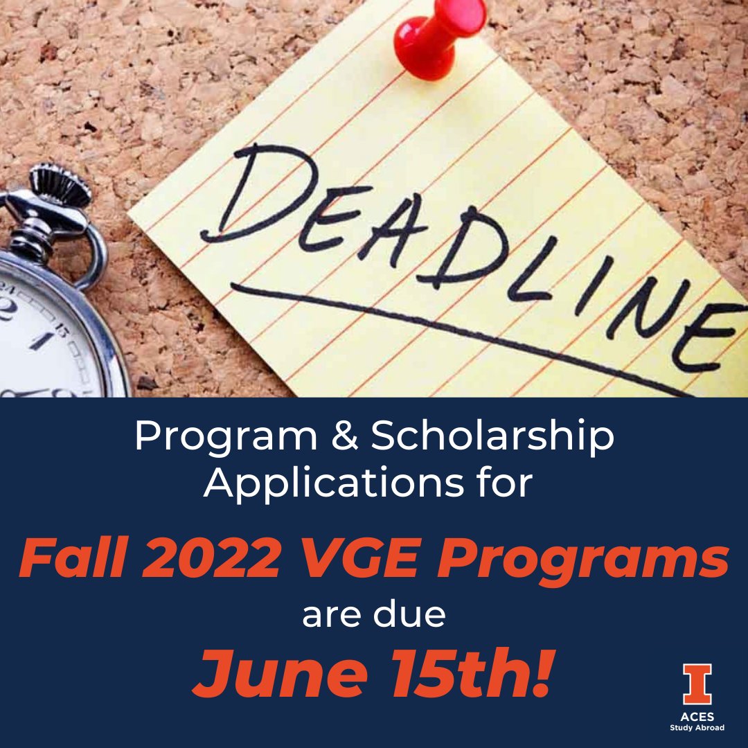 ACES Study Abroad (@acesstudyabroad) on Twitter photo Deadline to apply for the Fall Virtual Global Engagement programs and scholarships is due June 15th! Virtual Global Experiences consist of internships, service-learning, or research opportunities with our partners across the globe.
Questions? Email aces-studyabroad@illinois.edu Deadline to apply for the Fall Virtual Global Engagement programs and scholarships is due June 15th! Virtual Global Experiences consist of internships, service-learning, or research opportunities with our partners across the globe.
Questions? Email aces-studyabroad@illinois.edu
