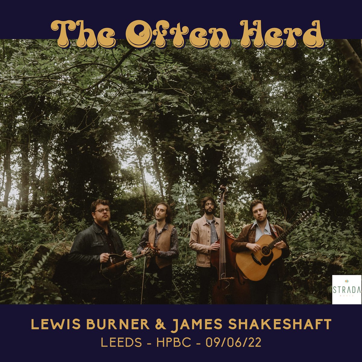 We're popping to @HPBCLeeds on Thursday to see North East bluegrass quartet @TheOftenHerd and catch up with Lewis Burner & James Shakeshaft too. Which will be lovely!