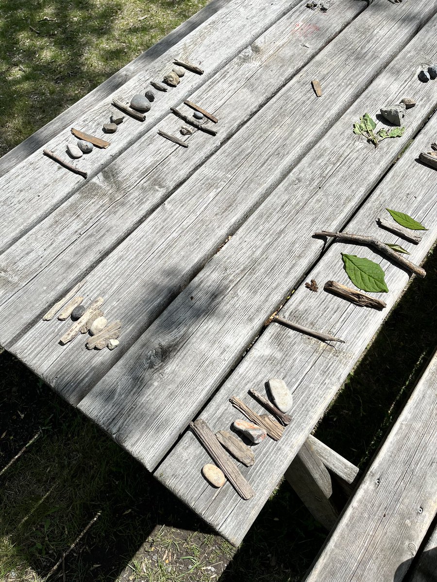 Today kinder students spent time outside collecting found materials in order to create and extend patterns!