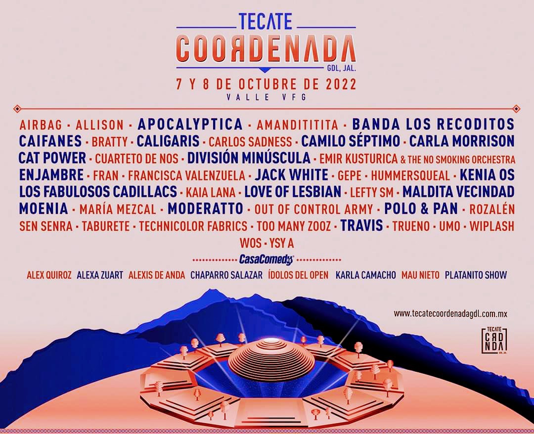 victorsotoofici's tweet photo. CORDENADA COMPARTE EL LINE UP PARA LOS DIAS 7 Y 8 DE OCTUBRE 2022 EN GUADALAJARA
#QueremosRock #NotiRock #TecateCordenada
El cartel oficial está listo de TECATE CORDENADA y se los compartimos, varias nacionalidades se unen para compartir una sola coordenada en todo Jalisco. https://t.co/OWs7aMfxwe