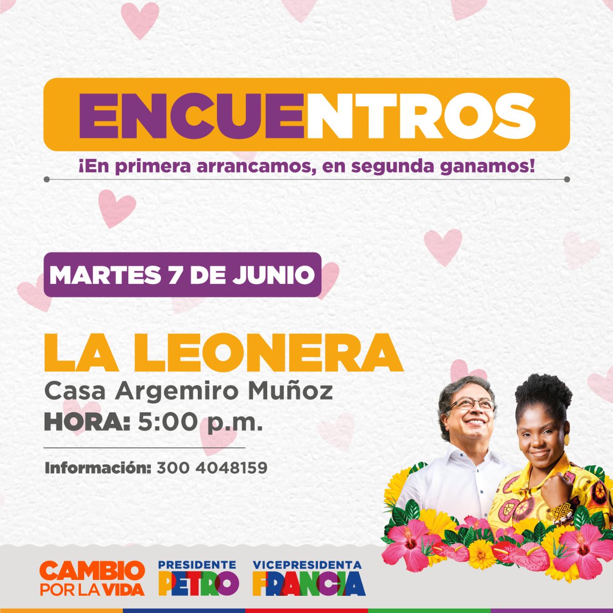 Los corregimientos de Cali se siguen organizando.✊🏽🎉🏞

Hoy el turno es para el corregimiento de La Leonera, donde los vecinos y vecinas se organizan para ganar en esta segunda vuelta. 💕🗳

#CambioPorLaVida #VamosAVivirSabroso #PresidentePetro #VicepresidentaFrancia