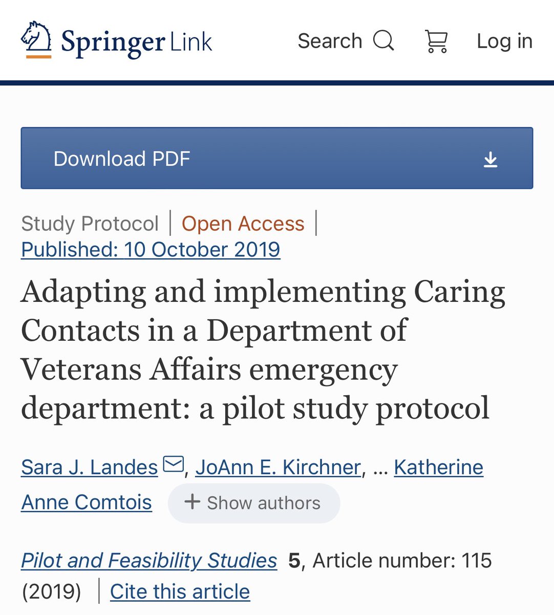 SJLandes's tweet photo. If you attended my #ARM22 talk this morning on implementing #CaringContacts in VA emergency departments, here’s a link to the protocol paper. @vahsrd @BHQUERI
https://t.co/KyUTBA2rud https://t.co/H7FxwXv9xR
