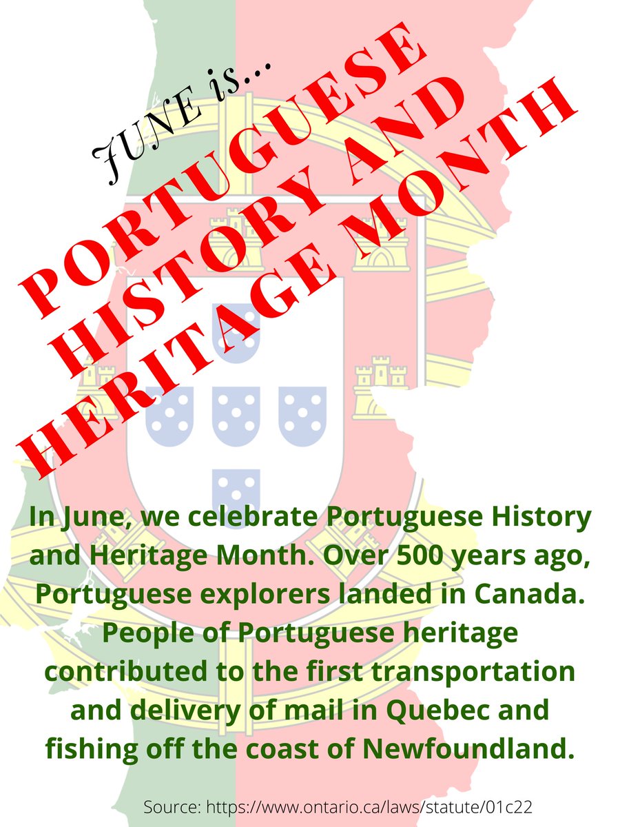 June is Portuguese History &amp; Heritage Month! People of Portuguese heritage contributed to the first transportation &amp; delivery of mail in Quebec and fishing off the coast of Newfoundland!

<a href="/KellyKlalonde/">Kelly Lalonde</a> <a href="/bmillsap8/">Brent Millsap</a> <a href="/mrsashleyhilli1/">ahillier</a>