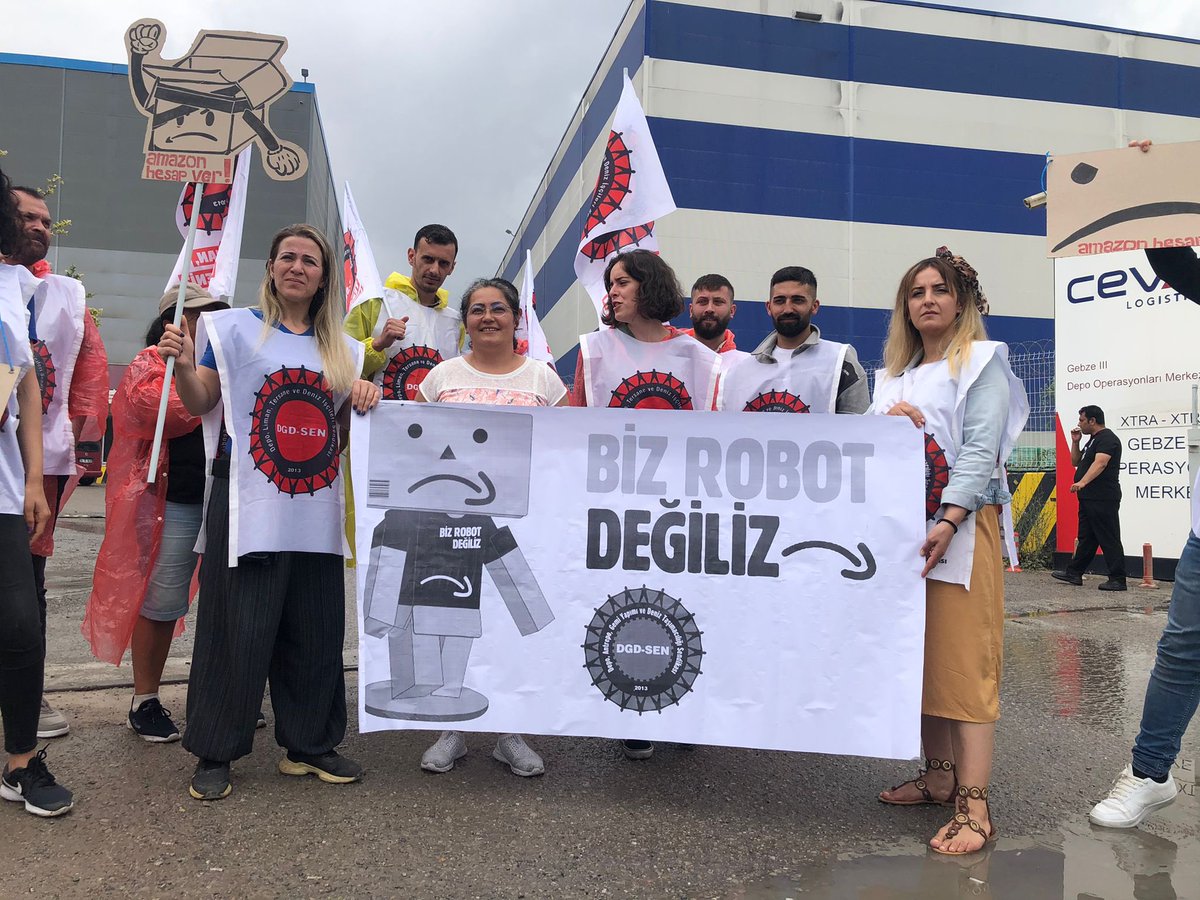 We are not robots.
 
Known worldwide for its hostility toward workers and unions, Amazon is determined to bring this reputation to Turkey. Amazon, which has been operating in Turkey through Kocaeli Ceva Logistics for nearly 3 years, +++
#UnionizeAmazon
#AmazonuUyarıyoruz