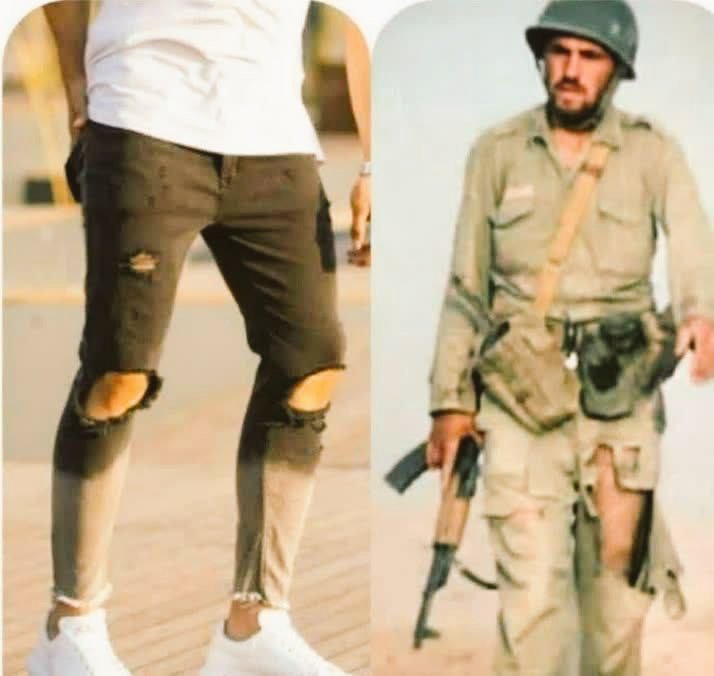 Mahdi313_1's tweet photo. این دوتا شلوار رو دشمن پاره کرده،
یکی تو جنگ نرم(فرهنگی)
و اون یکی در جنگ سخت(نظامی).

یکی قهرمان عزت و جوانمردی و اون یکی قربانی ضعف و خودباختگیِ !

#مکتب_امید  #پایتخت_امید https://t.co/rCjD02cOQT