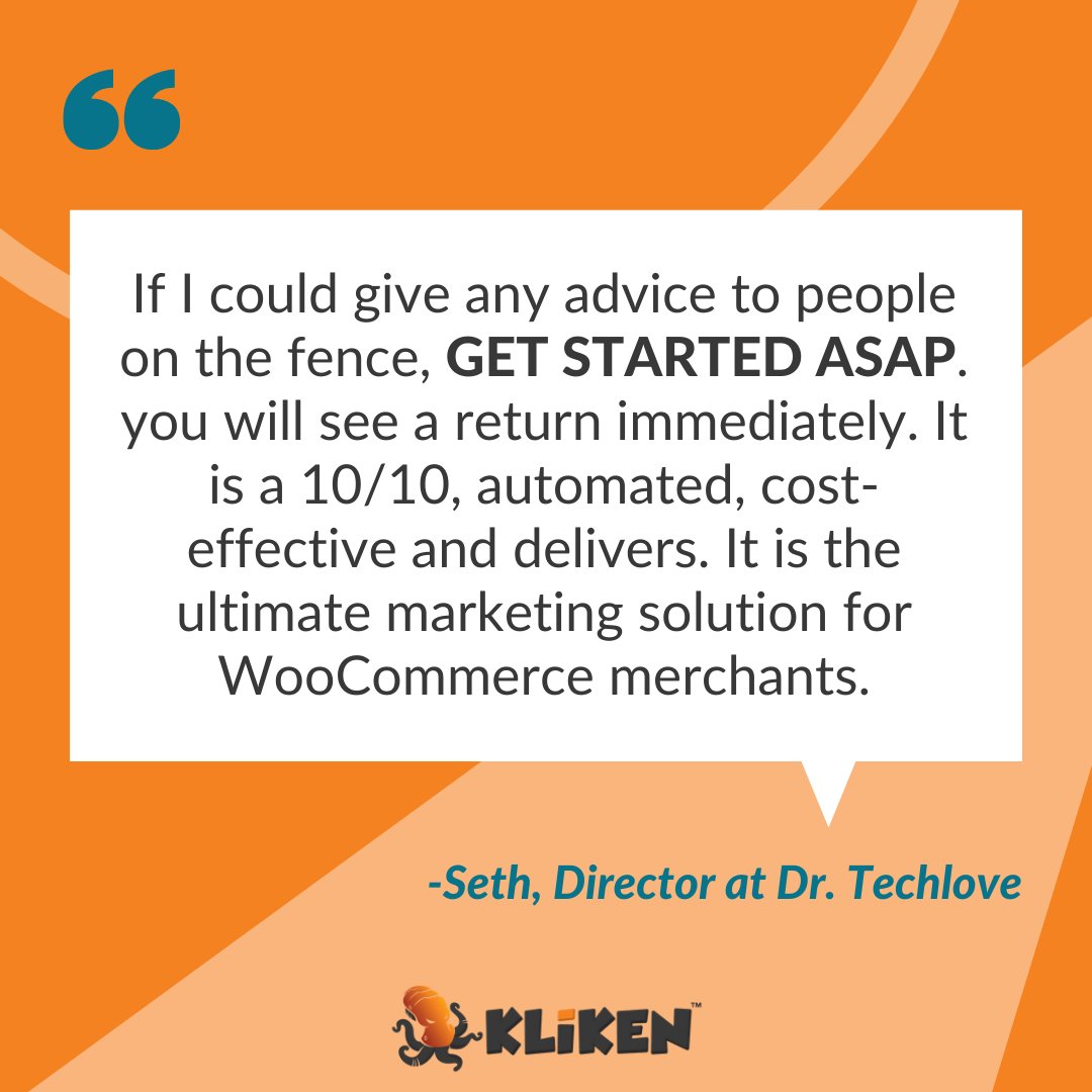 KlikenMarketing's tweet photo. #TuesdayTestimonial courtesy of Seth at @drtechlove
#TechTuesday #GetKliken #KlikenMarketing #SMBGoals #startup #startuplife #onlineadvertising #smallbizadvice #ecommerce #ecommercetips #woocommerce #ecommercemerchant https://t.co/tP7AN43aIi