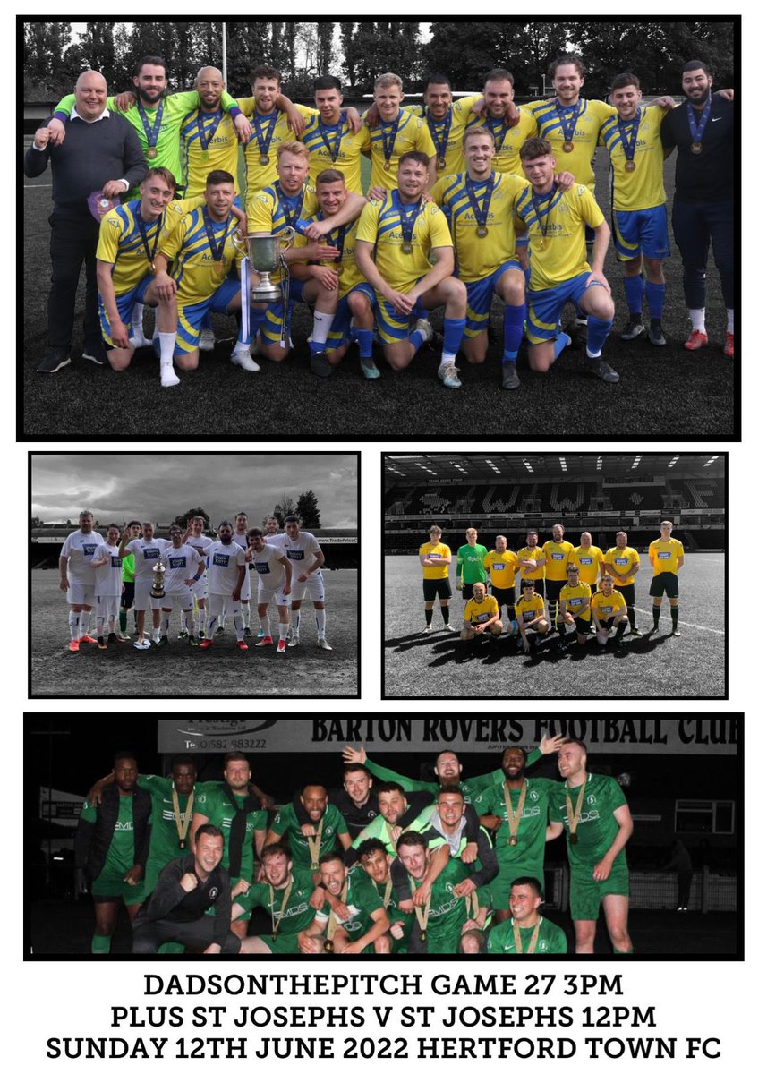 ❤️The Joes Charity Game🍀

This Sunday we play <a href="/BedsFA/">Bedfordshire FA</a> County Champions <a href="/StJoesSun/">St Joes Sunday ©️</a> for <a href="/BreastCancerNow/">Breast Cancer Now</a> 🎀🎀

📍<a href="/HertfordTownFC/">Hertford Town FC</a> 
📆12/06
⏰12:00 KO

The game is followed by the 27th <a href="/dadsonthepitch/">Andy Hemington</a> game 15:00 KO.

Please donate via the link below or bucket collection on the day.