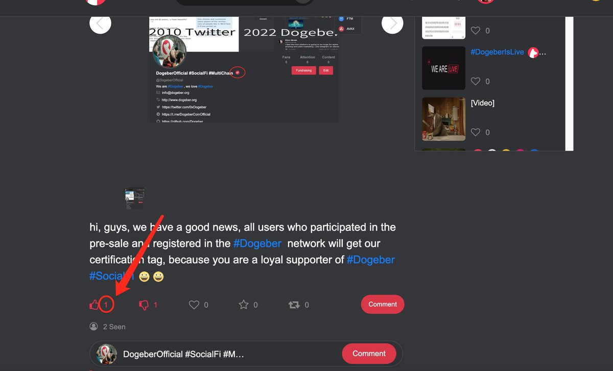 0xDogeber's tweet photo. Hi guys, we just updated our social network to show detailed interaction data when you click on the number of interactions on content 😄😄 #SocialFi #WEB3 #ETH #DeFi #dogecoin #doge #dogearmy #Dogeber #Dogeberarmy #BSCGems #BSC https://t.co/Vc3syvjX0R