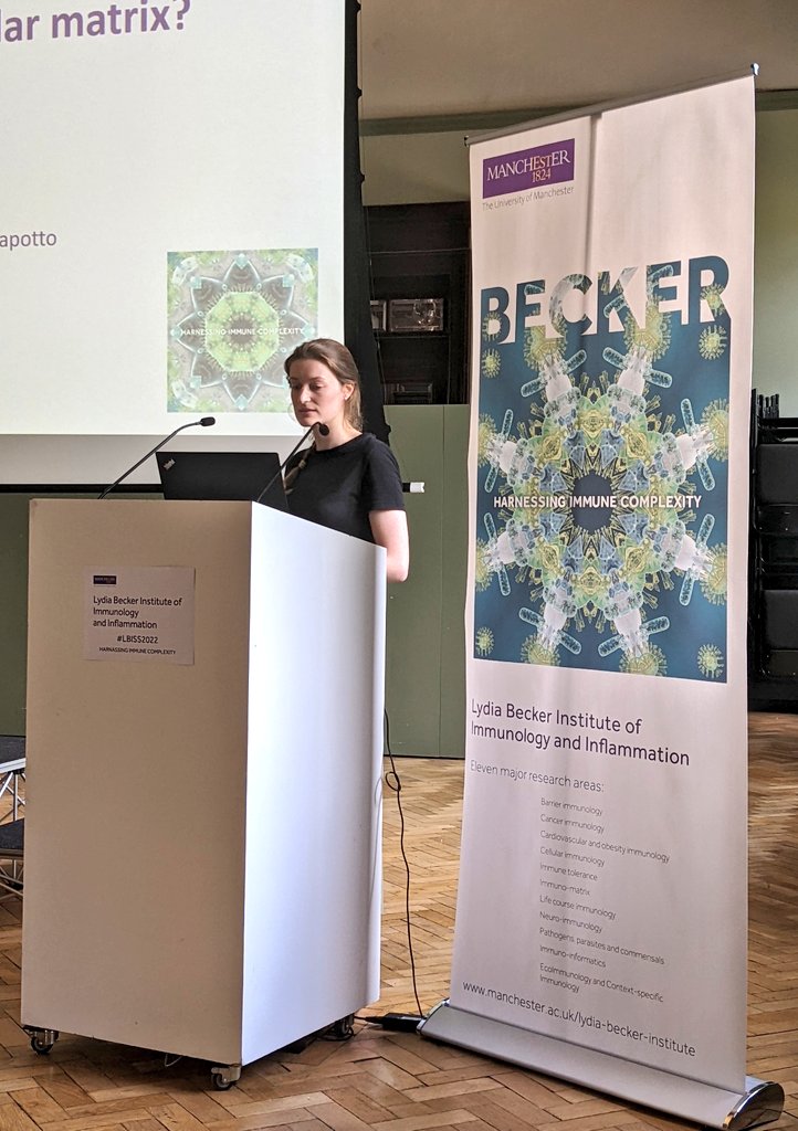 Ms Georgia Baldwin is the first of our WT ICD Programme PhD students to speak, with her talk entitled “How do Ym1 and Ym2 regulate communication between the immune system and the extracellular matrix?” #LBISS2022