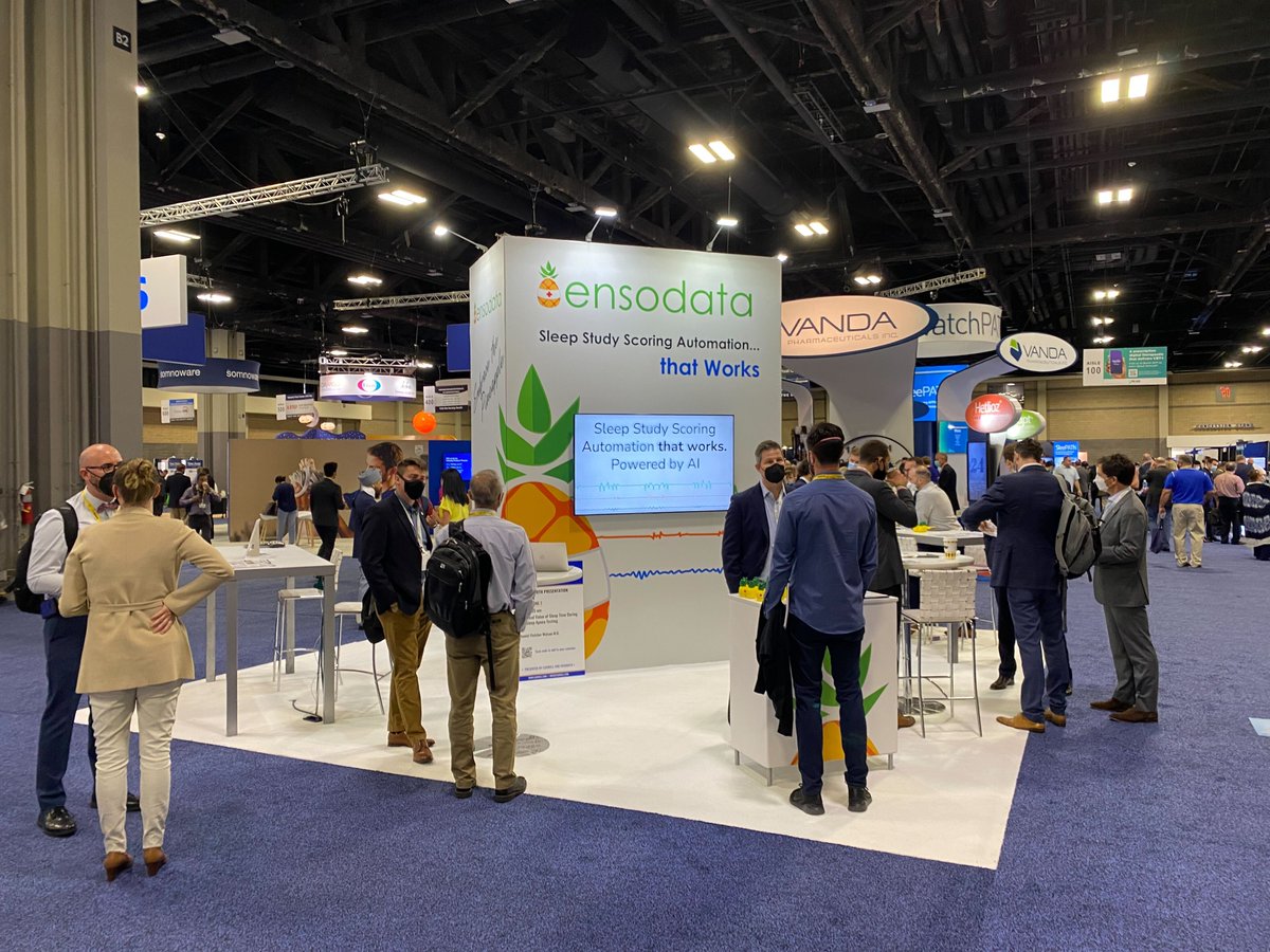 EnsoData's tweet photo. A few EnsoData team photos from the Exhibitor Hall and the Poster Hall from the first day of SLEEP 2022. Find our team in Booth #135 and find our researchers in the Poster Hall again tonight! #SLEEP2022 https://t.co/XvRsLptbjW
