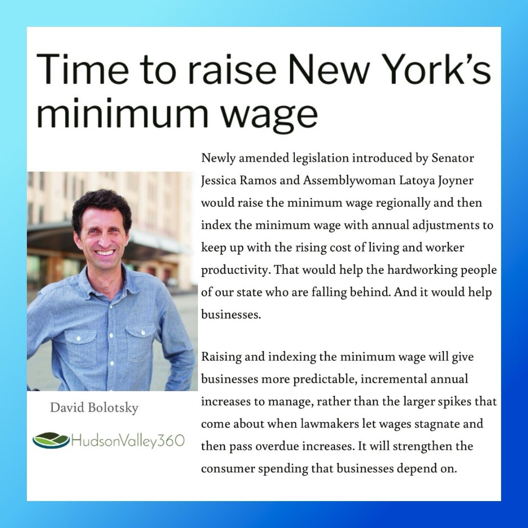 ❤️ this OpEd from David Bolotsky in <a href="/RSnewsroom/">Register-Star</a>! Paying workers a living wage helps w/ retention, productivity &amp; increases spending power. <a href="/UncommonGoods/">Uncommon Goods</a> has a wage floor that adjusts for costs of living. The state should step in &amp; make that the norm! hudsonvalley360.com/opinion/editor…
