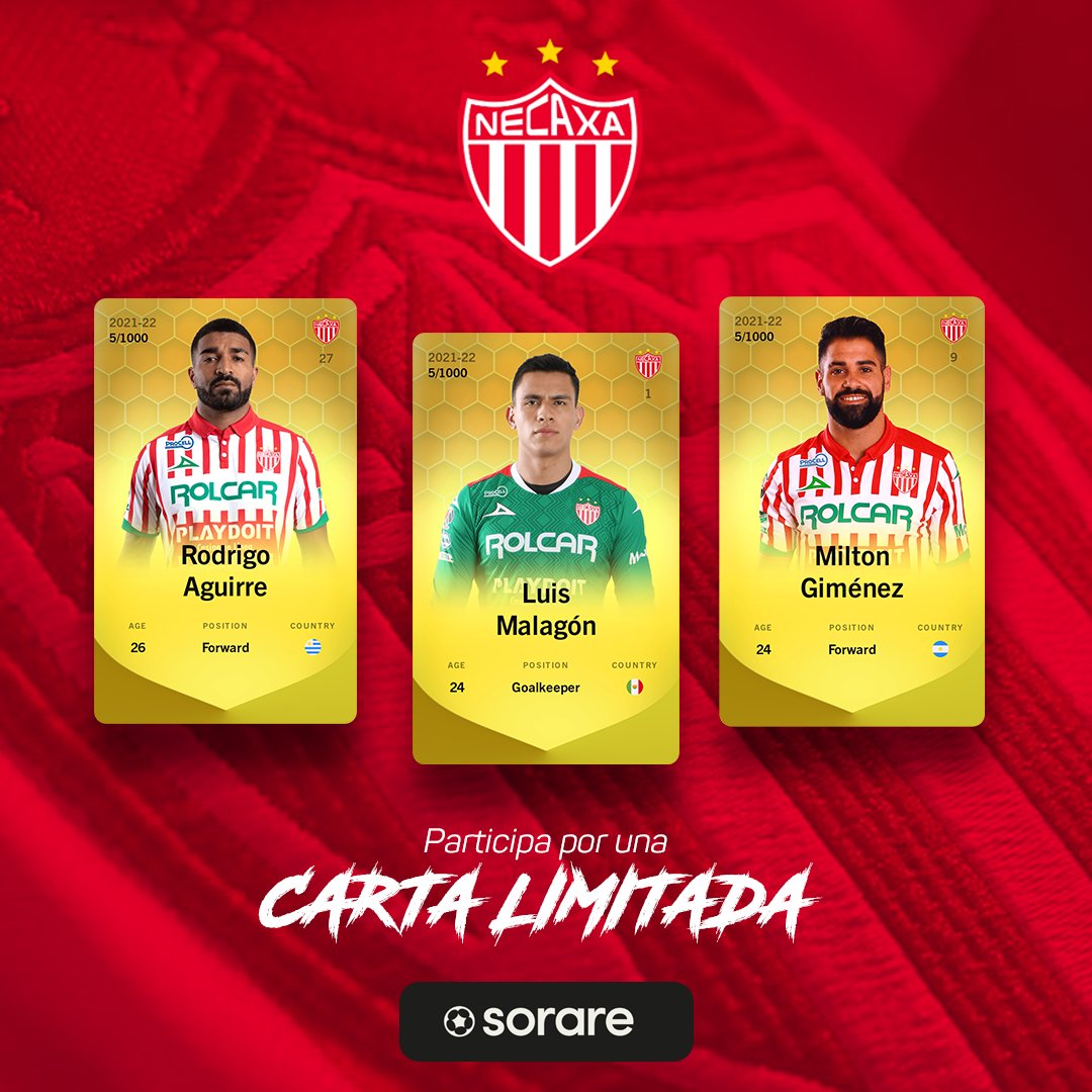 🚨¡¡¡Gana cartas limitadas de #Sorare!!!🚨

👇
1. RT de esta publicación y sigue las cuentas de TW de <a href="/ClubNecaxa/">Club Necaxa</a> y <a href="/Sorare/">Sorare</a>.

2. Crea una cuenta en Sorare.com.

3. Pon a Necaxa en equipos favoritos.

4. Responde este tuit con captura de tu perfil en Sorare.