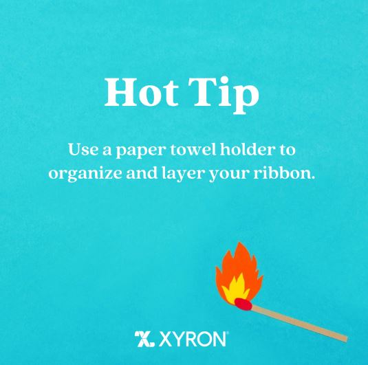 xyroninc's tweet photo. Hot Tip 🔥
Use a paper towel holder to organize and layer your ribbon.
This is not only accessible and easy but helps organize your crafting station too 👏🏼
#crafttip #crafttipsandtricks #craftwithxyron #storage #tips #crafting #diy #easycrafts #tiptuesday https://t.co/0bk94EZ3K5