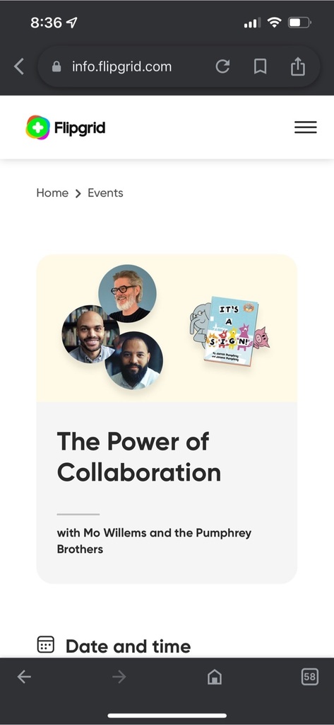 Cougars! A popular series in the library is Piggie and Elephant. The author, Mo Willems, teamed up with @Flipgrid for an interview for students to learn about The Power of Collaboration. Mo Willems even shows how to draw Piggie! info.flipgrid.com/events/mo-will…