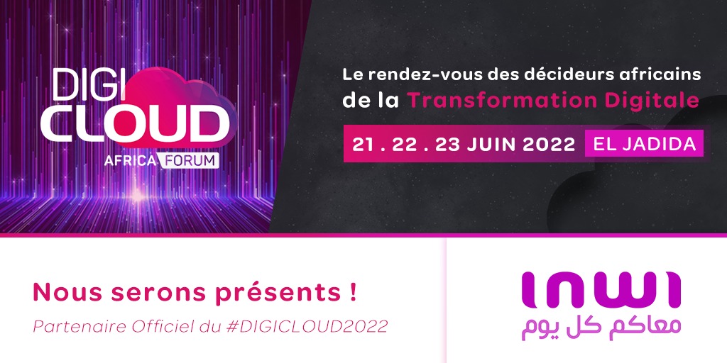 inwi's tweet photo. inwi sera présent au #Digicloud Africa 2022, le rendez-vous business des décideurs africains de la #Transformation_Digitale, #Cloud et #Data.
Retrouvez-nous du 21 au 23 Juin 2022 au centre des conférences du Mazagan Beach & Golf Resort à El Jadida.
#inwi_Business #B2B #Africa https://t.co/OHs0O9AomN