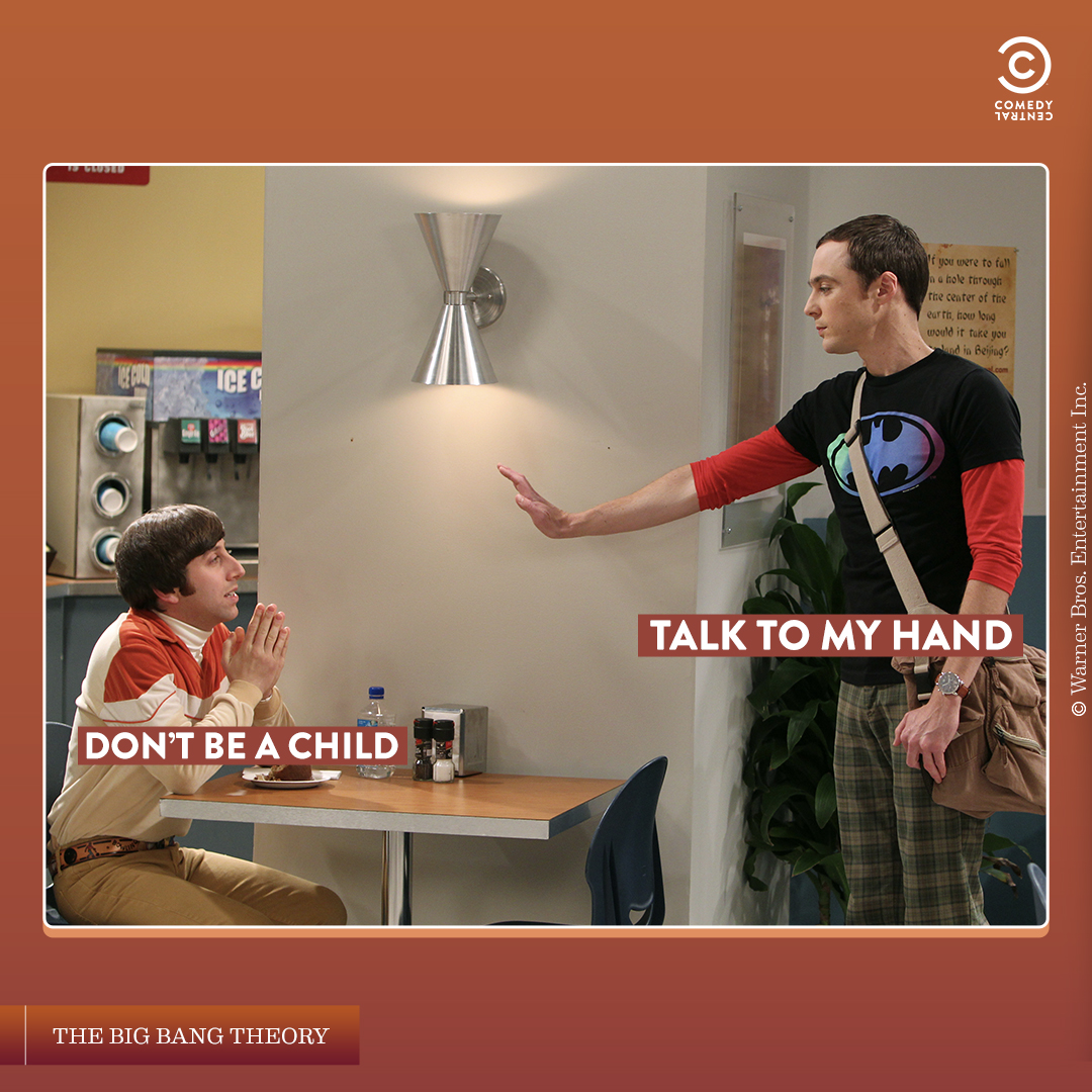 ComedyCentralIn's tweet photo. Why did we stop using this? โ๐ป
Watch @bigbangtheory, Mon-Fri at 9 PM only on #ComedyCentral.
#TheBigBangTheory #SheldonCooper #ComedyCentralIndia #TheBigBangTheoryonComedyCentral #hand #talktomyhand https://t.co/b0eyN4nviX