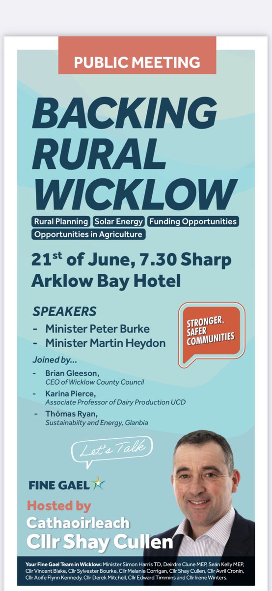 Hosting a public meeting on 21st of June related to rural issues, please come along and add your voice to the discussion