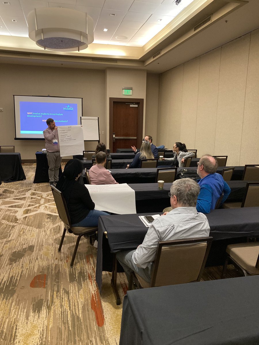 ScholarRx's tweet photo. Off to a great start at the #MeSAGE workshop on co-creating shared  global medical education. Faculty and students discuss why it’s critical to involve students in curriculum development, as well as how to do it. 

#IAMSE22 #meded @catarina4pr @VagelisPap17 https://t.co/LhhrSfDiwR