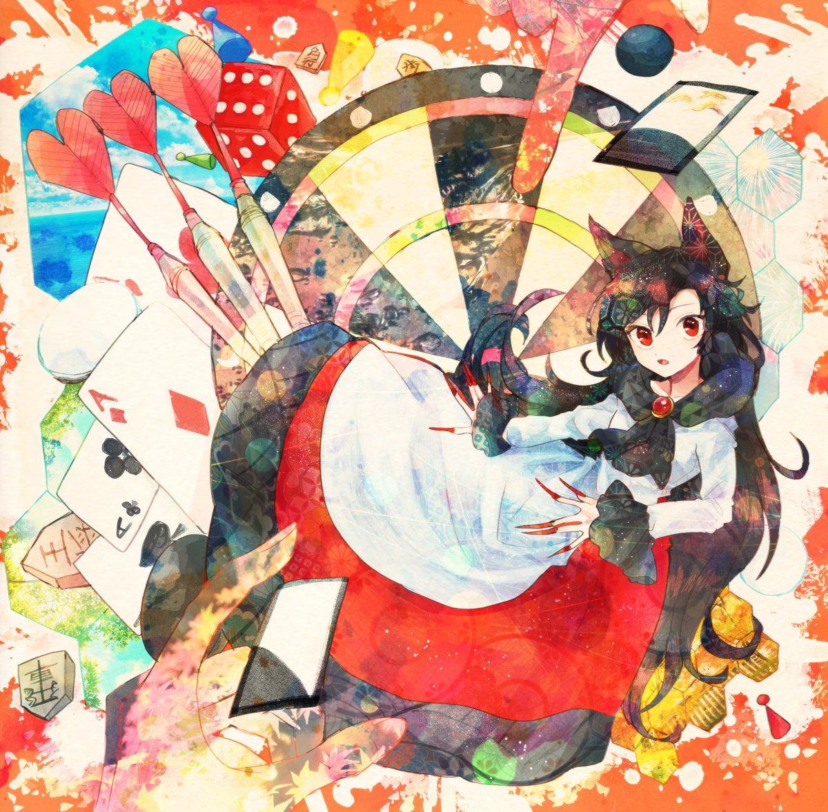 imaizumi kagerou 1girl long hair animal ears card red eyes wolf ears solo  illustration images