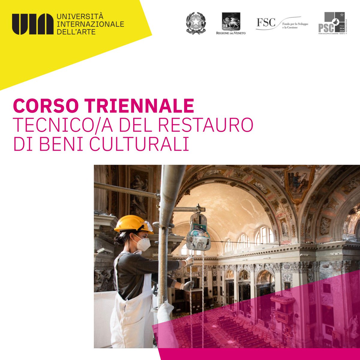 Sono aperte le PREISCRIZIONI al 𝐂𝐨𝐫𝐬𝐨 𝐓𝐫𝐢𝐞𝐧𝐧𝐚𝐥𝐞 𝐝𝐢 𝐓𝐞𝐜𝐧𝐢𝐜𝐨/𝐚 𝐝𝐞𝐥 𝐑𝐞𝐬𝐭𝐚𝐮𝐫𝐨 𝐝𝐢 𝐁𝐞𝐧𝐢 𝐂𝐮𝐥𝐭𝐮𝐫𝐚𝐥𝐢!

ATTESTATO DI QUALIFICA #PROFESSIONALE valido in tutta #Europa 
✍️ Info e FORM da compilare > bit.ly/3NxWZDb

#restauro #arte