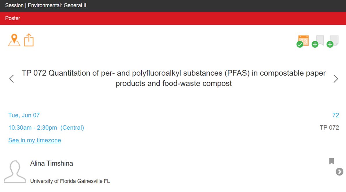 Check out Alina's ongoing #PFAS study in compost (and related materials) at #ASMS2022