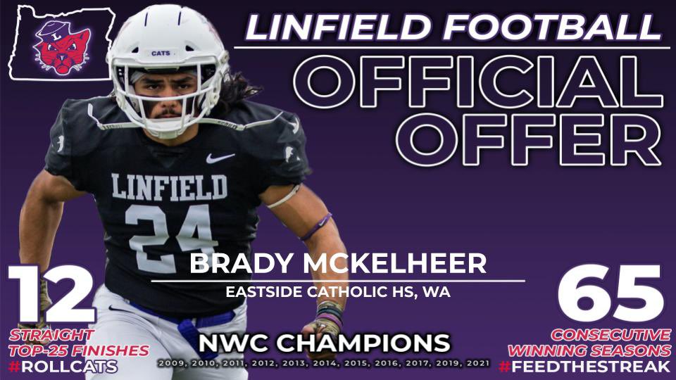 After a great conversation with <a href="/coachbelliott/">Brett Elliott</a> last night, I am excited to receive my first college football offer to <a href="/LinfieldFB/">Linfield Football</a> !!! 

<a href="/BrandonHuffman/">Brandon Huffman</a> <a href="/michaelbumpus5/">Michael Bumpus</a> <a href="/RylandSpencer/">Ryland Spencer™</a> <a href="/Trainervelle/">Lavelle Durant</a> <a href="/CoachSmithCats/">Coach Joseph Smith</a>