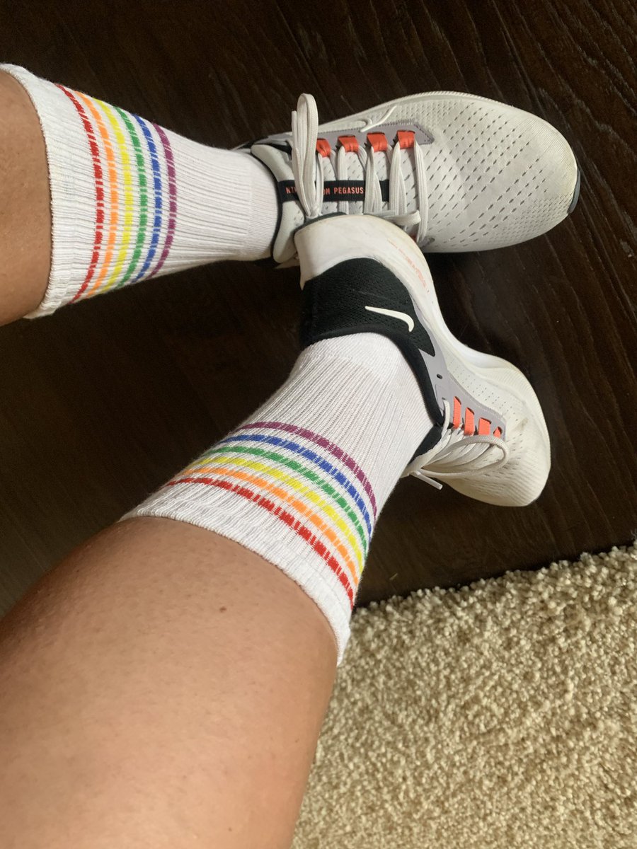 AmyMason612's tweet photo. I am a Lakota parent and these are my rainbow socks.  They’re just socks but I hope they convey #ALLarewelcomehere 
@DarbiBoddy @stand4lakota https://t.co/UKFbwv7bff