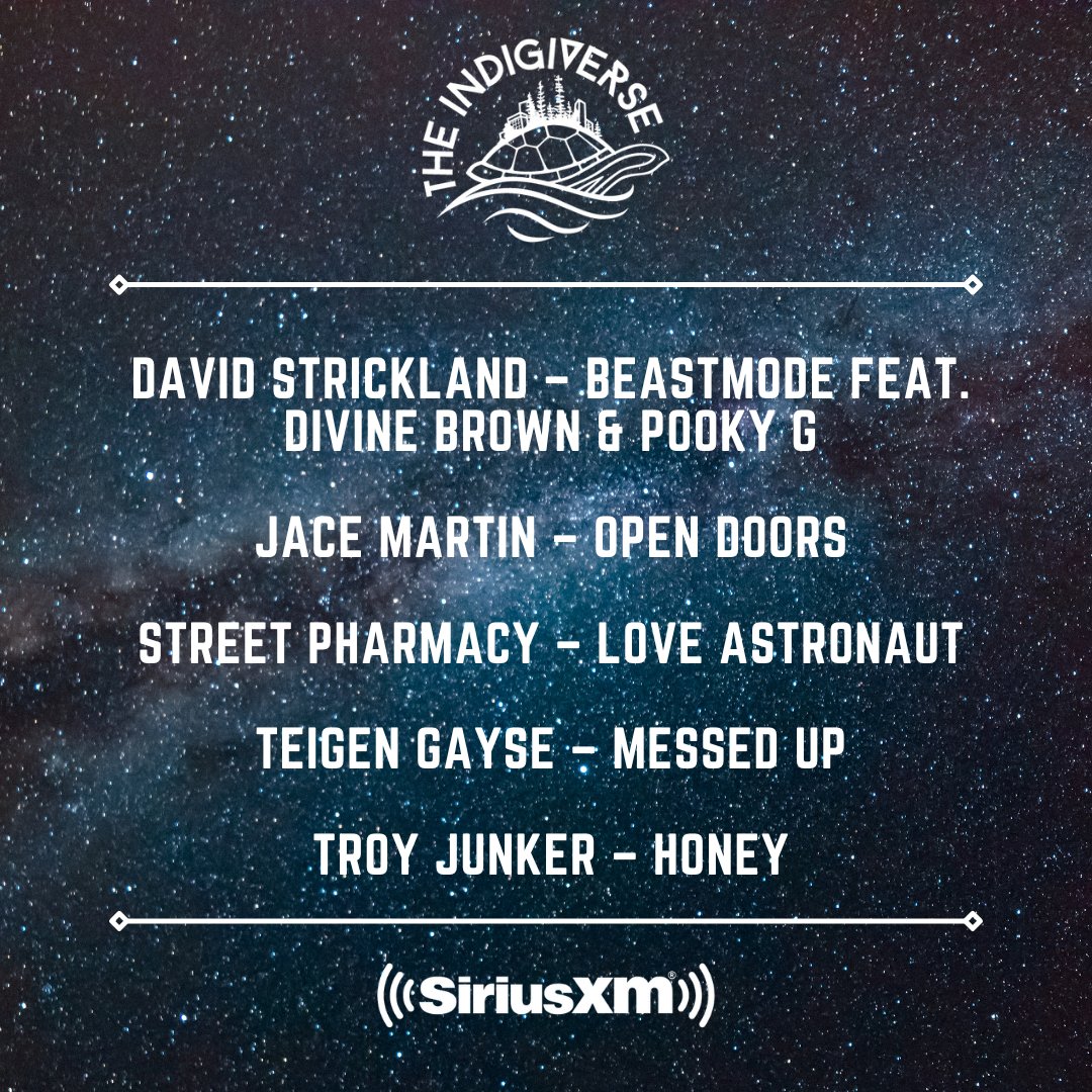 Indigiverse165's tweet photo. Here are the new tunes we're playing on The Indigiverse! David Strickland, Jace Martin, Street Pharmacy, Teigen Gayse, and Troy Junker! Hear these great artists and more on SiriusXM Ch. 165!

https://t.co/sCY0ieHaDm https://t.co/tSx4dWMvTn