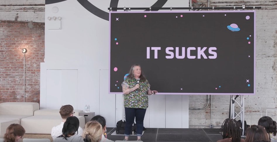dskerritt's tweet photo. Required viewing for UX researchers &amp; any org wanting human-centered culture. Deirdre Costello drops truth on Price of #empathy at work. "Superpowers are forged in trauma”= recognizing impacts on personal mental health from: Hypervigilence, Feelings/Actions, Sublimation
 #UXRConf https://t.co/rOV7xXCh0S