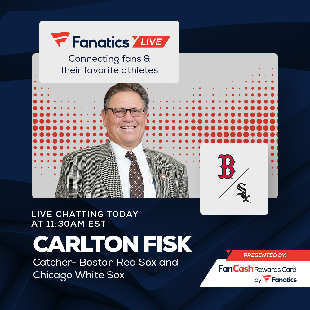 Boston Red Sox on Fanatics - Don't miss #FanaticsLive NOW as Red Sox and White Sox Hall of Fame Catcher Carlton Fisk joins us to sign autographs and chat with fans! Tune