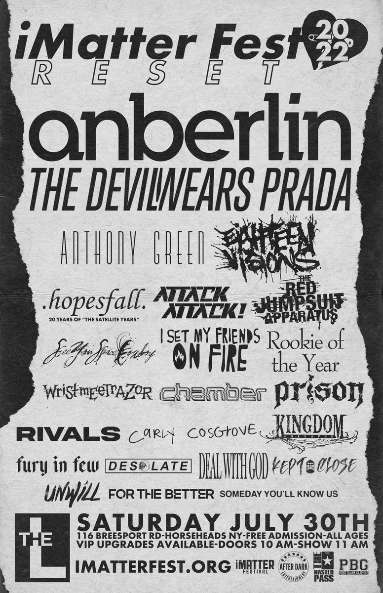 We are stoked to announce that we are a part of this years iMatter Festival!
Get there early and catch our set! 🤘