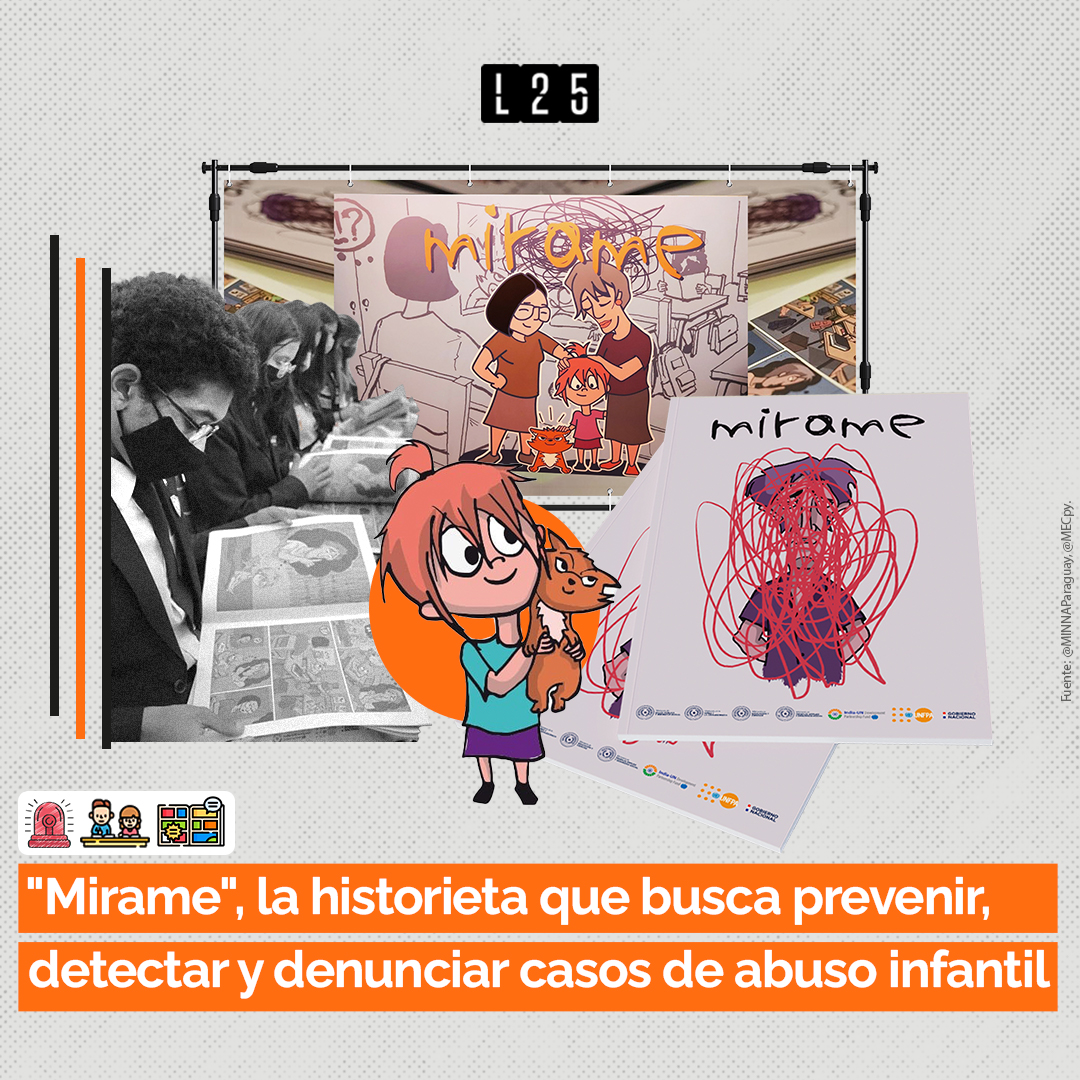 EnLatitud25's tweet photo. ⚠️ABUSO SEXUAL |

📖En la sede de @ViceParaguay se lanzó «Mirame», una historieta para hablar de abuso sexual con familias, comunidades y niñas, niños y adolescentes.

📕Este material busca contribuir en la prevención, detección y atención de casos de abuso sexual infantil.

#L25 https://t.co/B4LP4jo5R0
